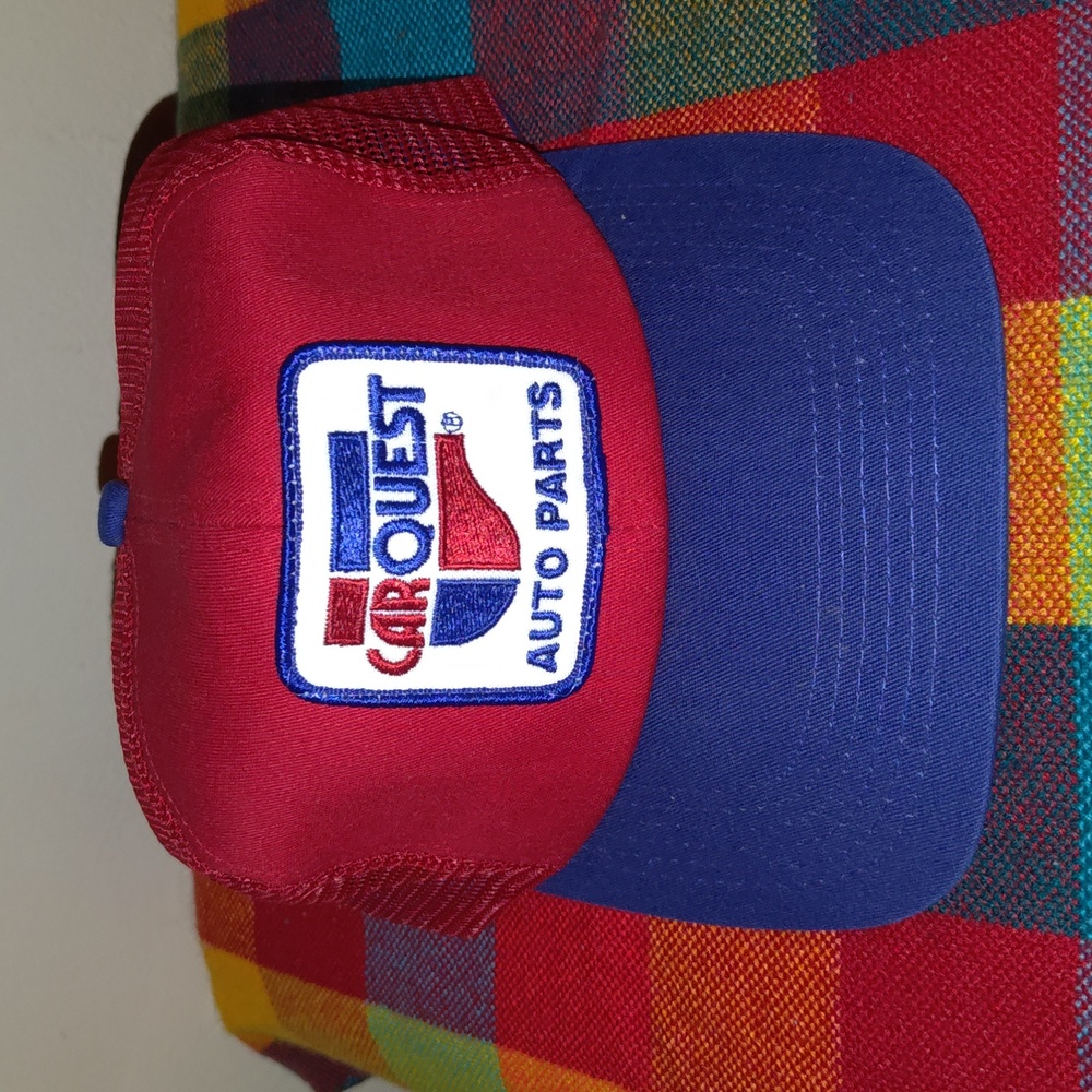 Vintage Car Quest Auto Parts Stitched Patch Snapback Trucker Mesh Hat Cap